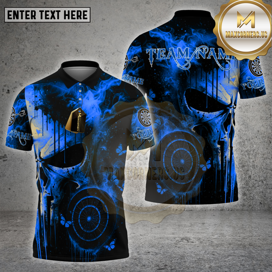 Maxcorners Darts Shirt Punisher Skull Fire Flames Multicolor Options Personalized Name, Team Name 3D Shirt (4 Colors)