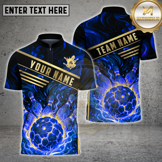 Maxcorners Bowling Ball Molten Lava Magma Design Multicolor Options Personalized Name, Team Name 3D Shirt (4 Colors)