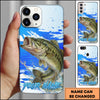 Maxcorners Fishing Water Splash Blue Pop Art Personalized Name Phone Case (10 Fish Species)