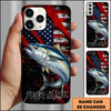 Maxcorners Fishing American Flag Patriotic Grunge Personalized Name Phone Case (10 Fish Species)