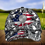 Maxcorners Golf Premium American Camo Personalized Name All Over Printed Cap