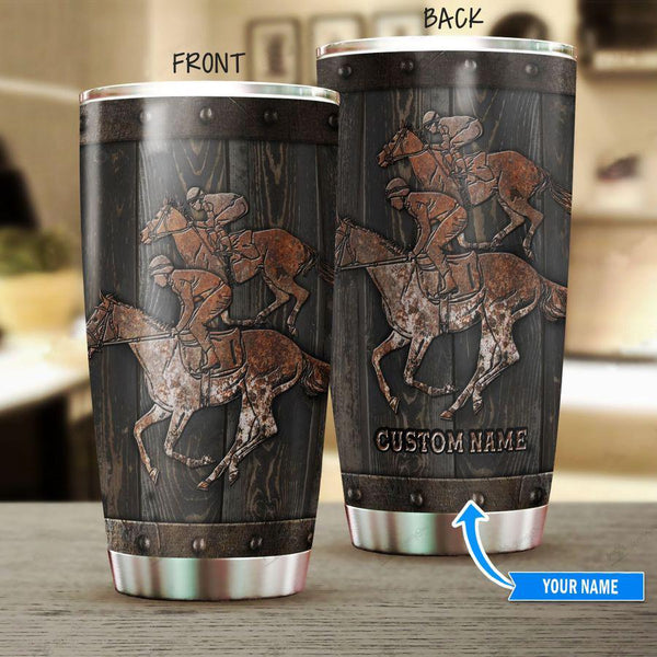 Maxcorners Personalized Horse Racing Stainless Steel Tumbler 004