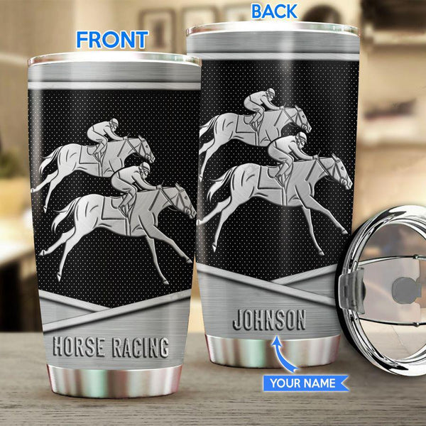 Maxcorners Personalized Horse Racing Stainless Steel Tumbler 001