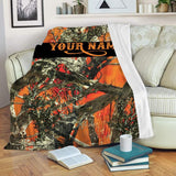 Maxcorners Custom Name Hunting Orange Muddy Camo For Hunters Blanket