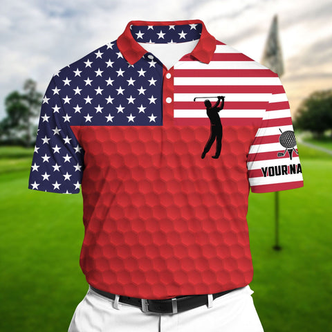 Max Corners Red Pride Super Cool American Golf Man, Golf Polo Shirts Multicolor Custom Name Polo