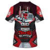 Maxcorners  Red & Black Trucker 3D All Over Printed Personalized Name T-Shirt
