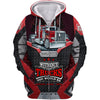 Maxcorners Red & Black Trucker 3D All Over Printed Hoodie, 3D Zipper Hoodie