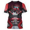 Maxcorners Red & Black Tractor 3D All Over Printed Personalized Name T-Shirt