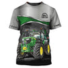 Maxcorners  Grey & Green Tractor T-Shirt Truck Driver Shirts Tractor T-Shirt