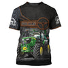 Maxcorners Green 3D Tractor Shirt Truck Driver Personalized Name T-Shirt