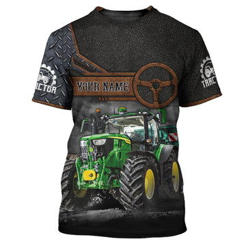 Maxcorners Green 3D Tractor Shirt Truck Driver Personalized Name T-Shirt