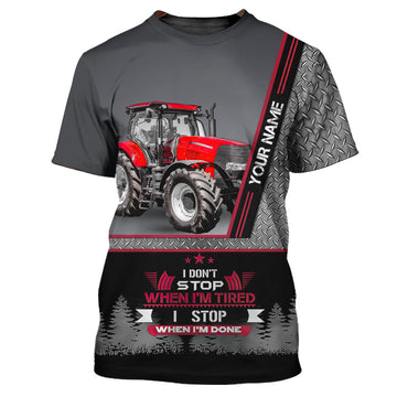 Maxcorners  I Don't Stop When I'm Tired Tractor 3D Shirt Truck Driver Personalized Name T-Shirt