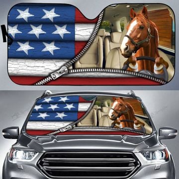 Maxcorners Horse United States Zipper All Over Printed 3D Sun Shade