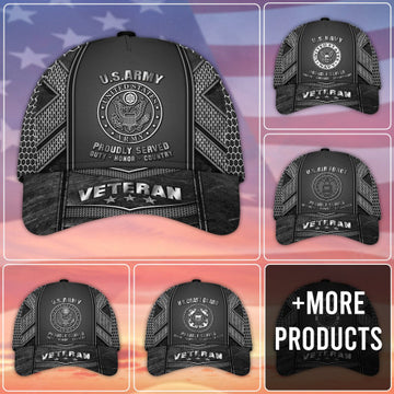 Maxcorners Unique Metal Camo US Veteran Cap