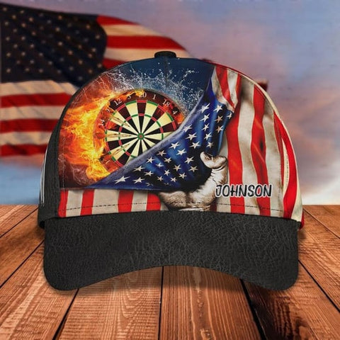 Maxcorners American Flag Frame Dartboard Personalized Name 3D Cap