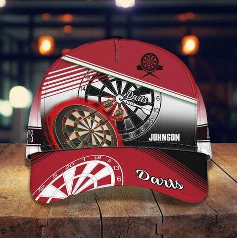 Maxcorners Dart Red Personalized Name 3D Cap