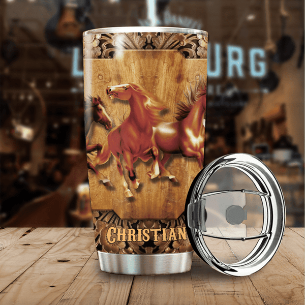 Maxcorners Western Wood Horses Personalized Tumbler