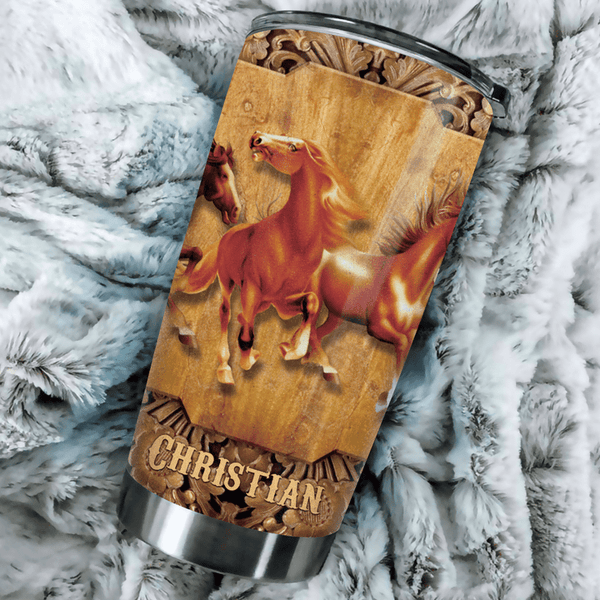 Maxcorners Western Wood Horses Personalized Tumbler