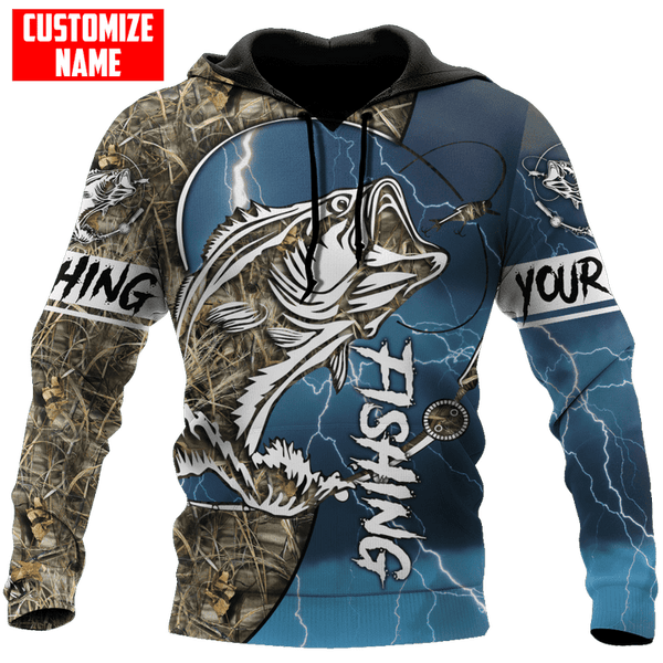 BASS BLUE TATTOO FISHING CUSTOM NAME COMBO HOODIE SWEATPANTS