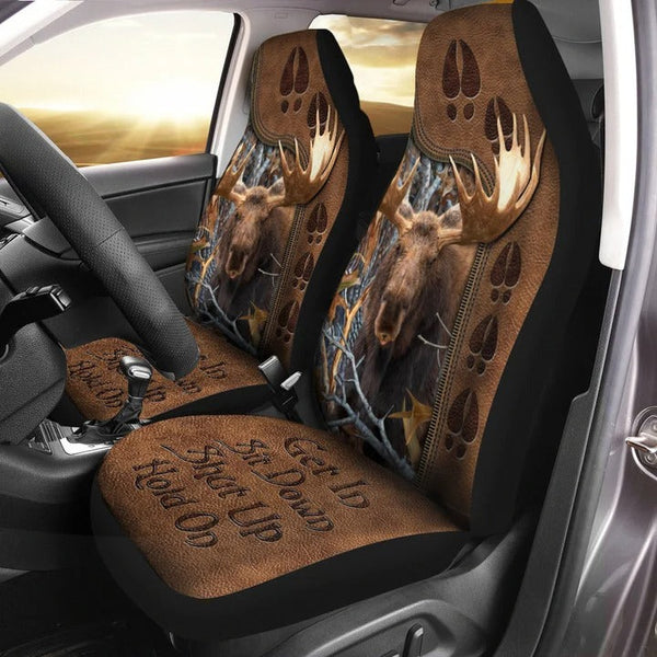 Maxcorners Moose Hunting Hold on Front Car Seat Cover