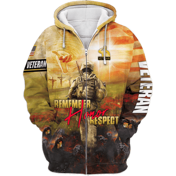 Maxcorners US Veteran - Remember - Honor - Respect - Unisex