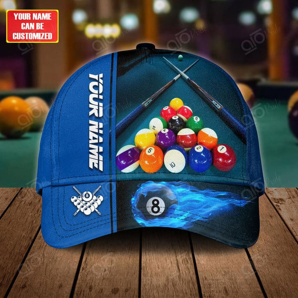 Maxcorners Billiard Lover Personalized Name 3D Over Printed Cap