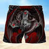Maxcorners  Red & Black Skull Dragon Mens Board Shorts