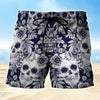 Maxcorners Skull Blue Flower Mens Board Shorts