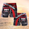 Maxcorners Red Big Truck Shorts, Trucker Men's Swim Trunks, Trucker Shorts, Truck Shorts