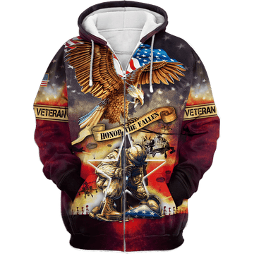 Maxcorners US Veteran - Honor The Fallen - Eagle U.S Veteran Unisex Shirts