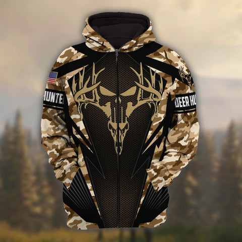 Maxcorners Personalized Name The Best Deer Hunting Hoodie & Zip Hoodie Camo Style 3D Multicolor