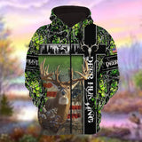 Maxcorners Personalized Name The Premium Deer Hunting Colorful 3D Hoodie & Zip Hoodie