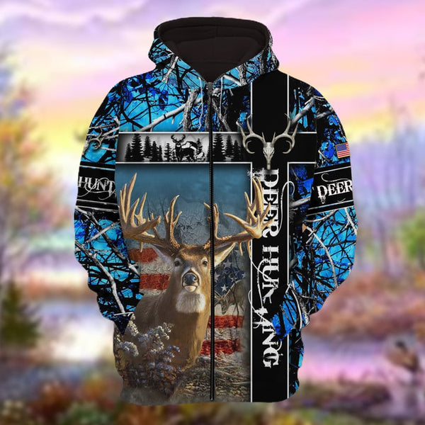 Maxcorners Personalized Name The Premium Deer Hunting Colorful 3D Hoodie & Zip Hoodie