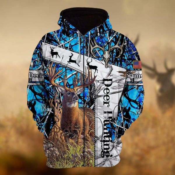 Maxcorners Personalized Name Deer Hunting  3D Hoodie & Zip Hoodie