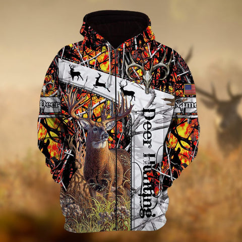 Maxcorners Personalized Name Deer Hunting  3D Hoodie & Zip Hoodie