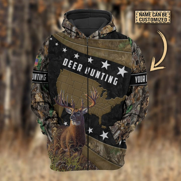 Maxcorners Personalized Name Premium Deer Hunting Hoodie & Zip Hoodie 3D Multicolor