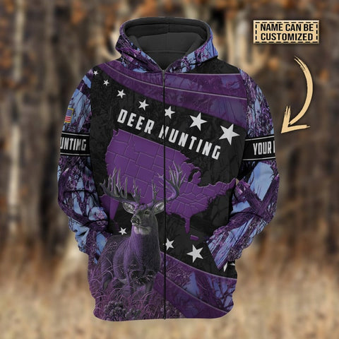 Maxcorners Personalized Name Premium Deer Hunting Hoodie & Zip Hoodie 3D Multicolor