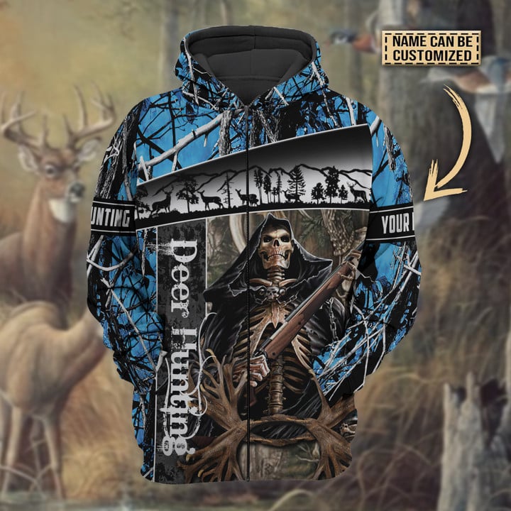 Maxcorners Personalized Name The Death Deer Hunting Hoodie & Zip Hoodie 3D Multicolor