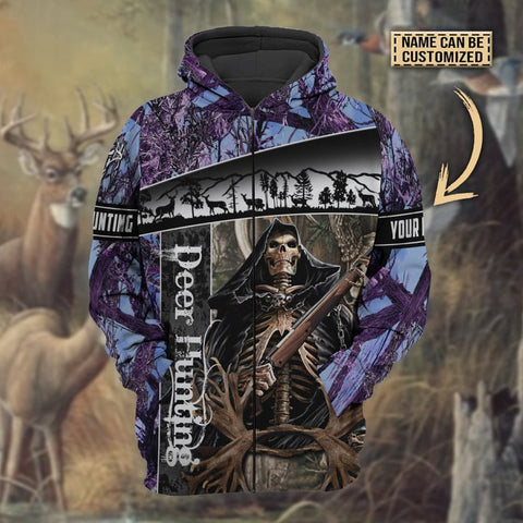 Maxcorners Personalized Name The Death Deer Hunting Hoodie & Zip Hoodie 3D Multicolor