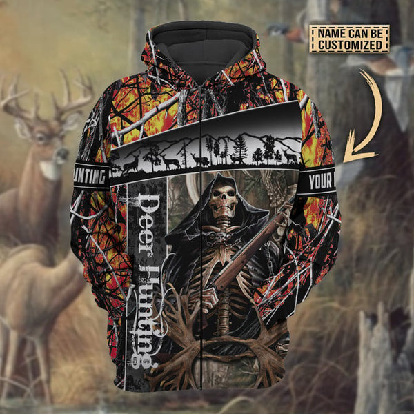 Maxcorners Personalized Name The Death Deer Hunting Hoodie & Zip Hoodie 3D Multicolor