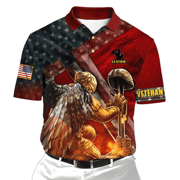 Maxcorners US Veteran - Us Veteran - Honor The Fallen Red Shirt