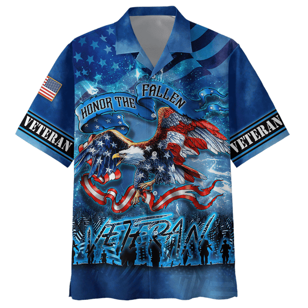 Maxcorners US Veteran - Us Veteran - Honor The Fallen Blue Shirt