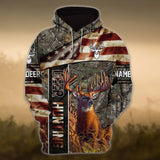 Maxcorners Personalized Name American Deer Hunting Hoodie & Zip Hoodie 3D Multicolor