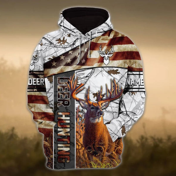 Maxcorners Personalized Name American Deer Hunting Hoodie & Zip Hoodie 3D Multicolor