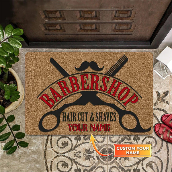 Maxcorners Artsbaba Barber Shop Personalized Doormat