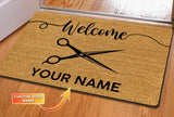 Maxcorners Welcome To Barber Shop Scissor Personalized Doormat