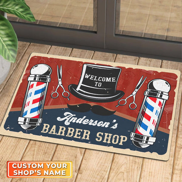 Maxcorners Personalized Name & Year Barber Shop Welcome To Doormat
