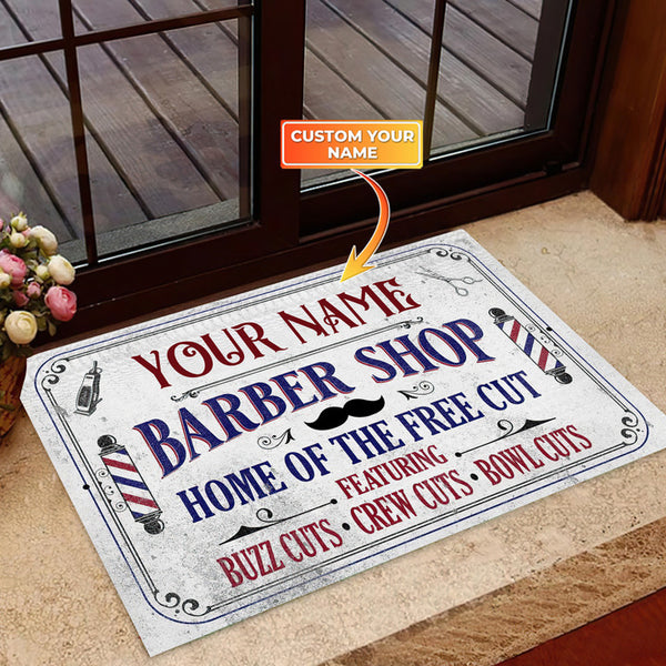 Maxcorners Welcome To Barber Shop Personalized Doormat
