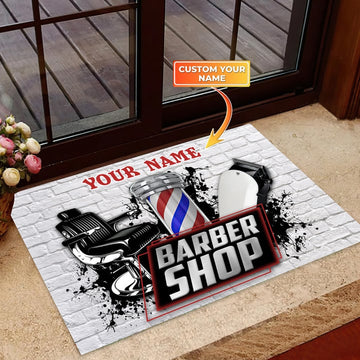 Maxcorners Barber Shop Grand Opening Doormat Personalized