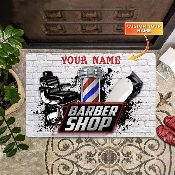 Maxcorners Barber Shop Grand Opening Doormat Personalized